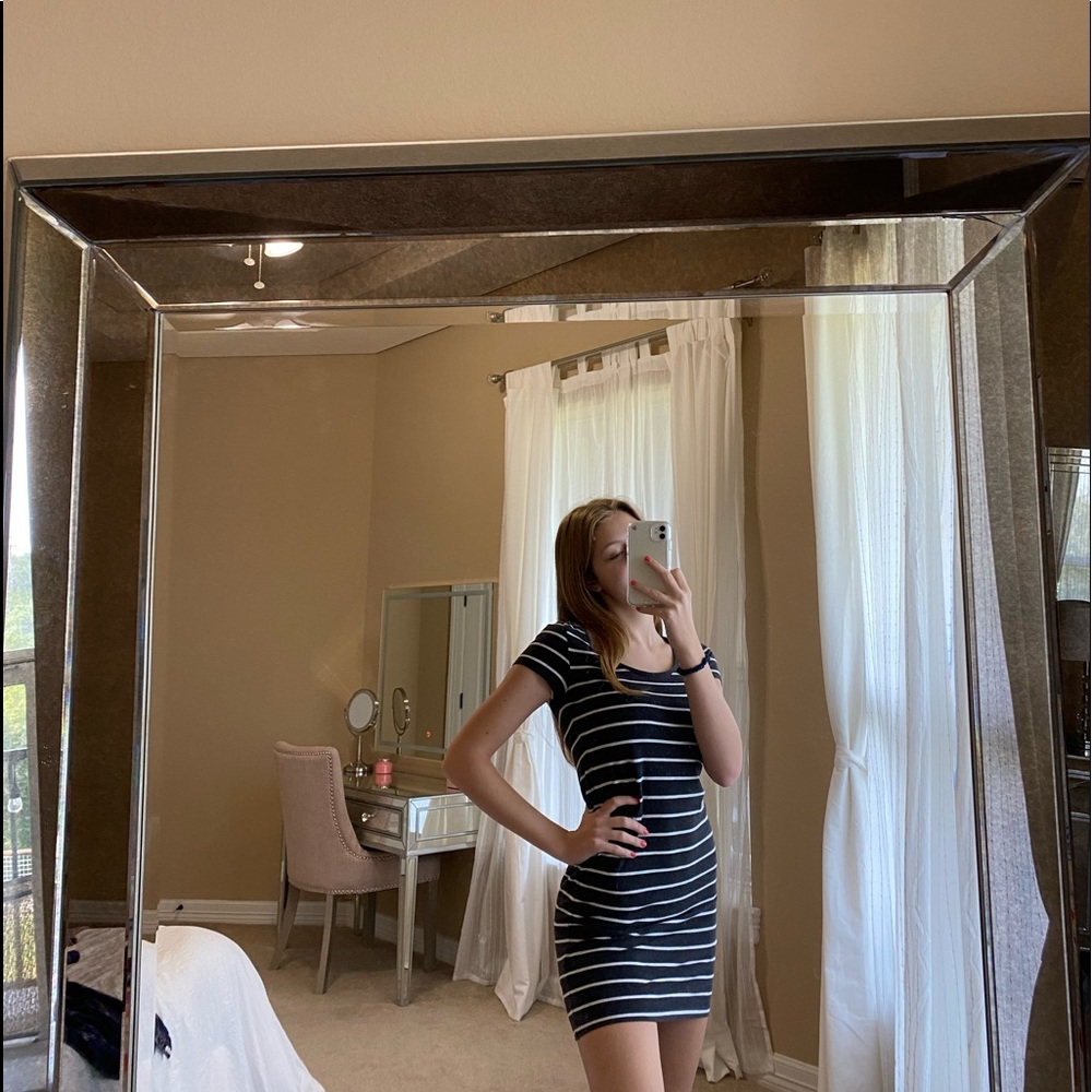 Grey Striped Dress